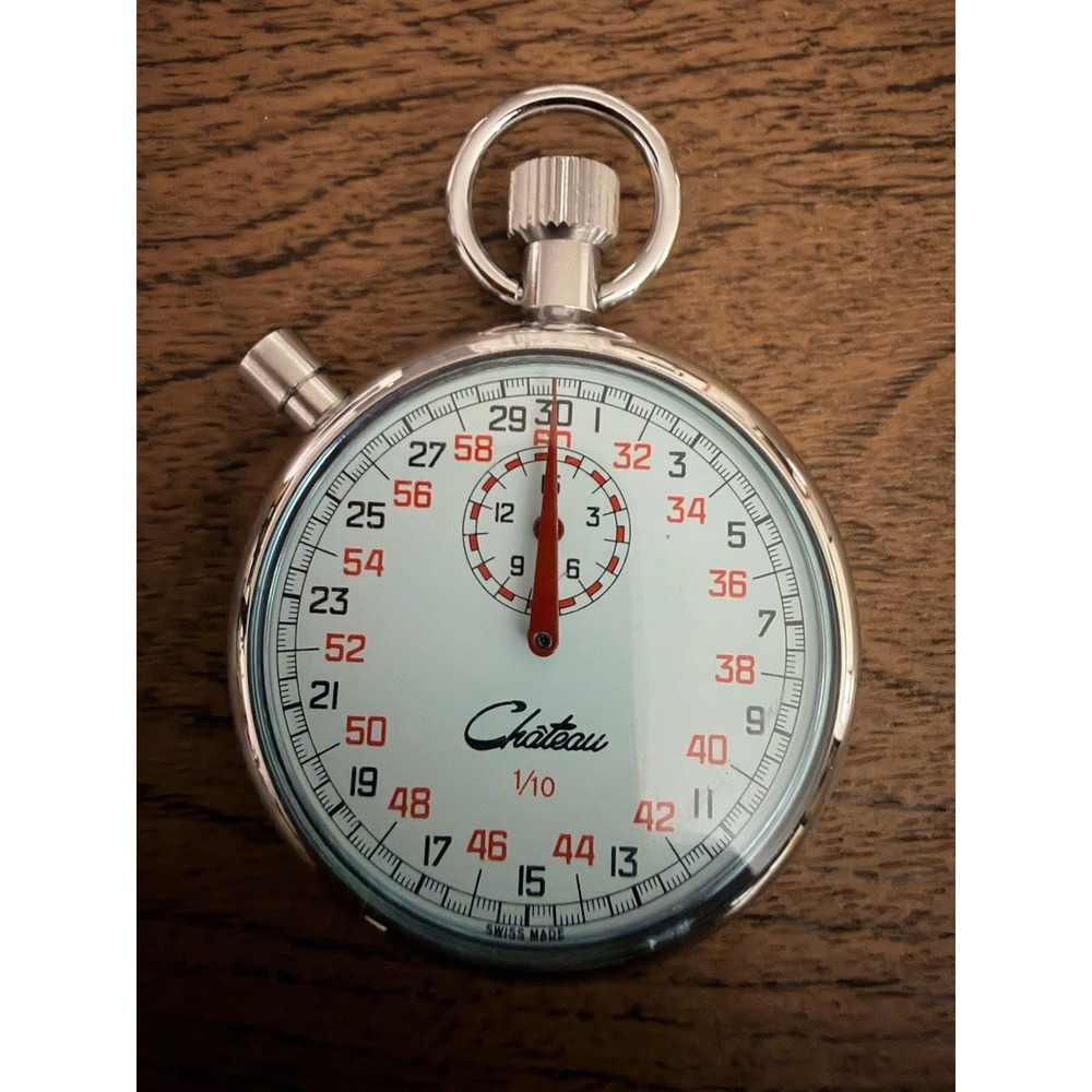 Vintage Catreau Swiss Made 1/10 Second Mechanical Stopwatch Timer Working Chrome